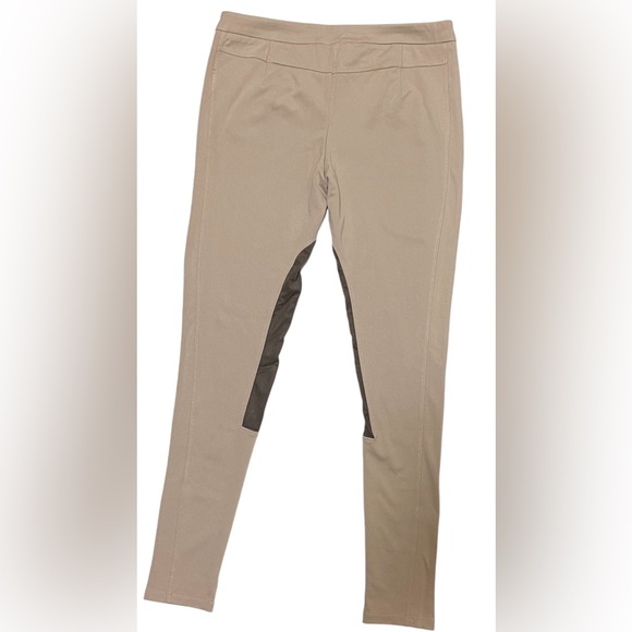 BCBG MAXAZRIA RIDING LEGGINGS PANTS WOMEN COLOR TAN KNEE-PATCH BREECH SIZE 30 - Picture 2 of 10